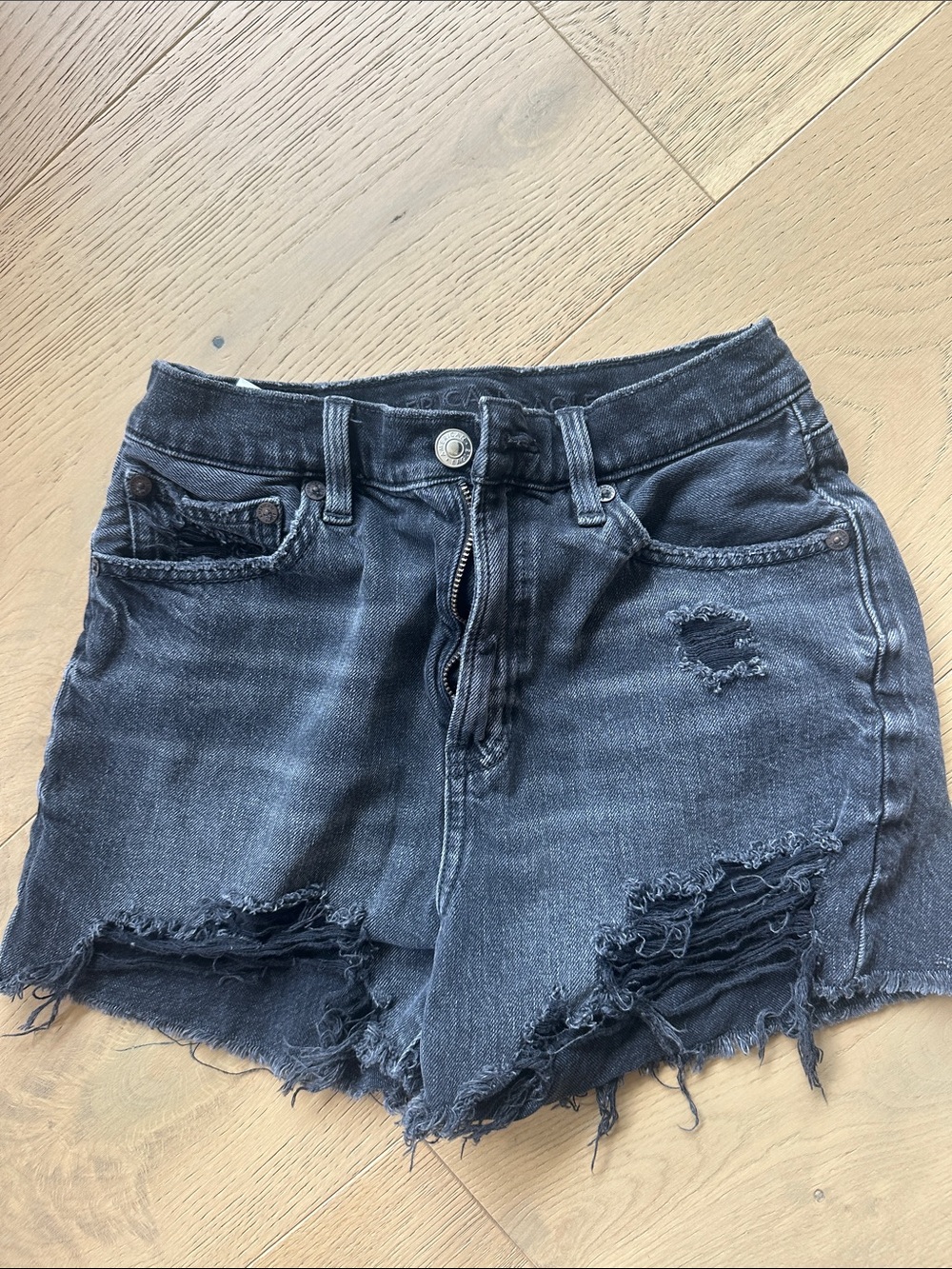American Eagle Outfitters Black Distressed Denim Cutoff Shorts